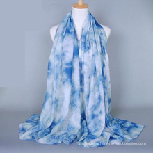 China wholesale price floral design shawl scarf printing plain cotton voile scarf